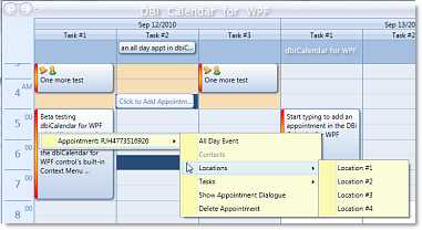 dbiCalendarWPF - Context Menu :: Appts. Contacts Locations Tasks