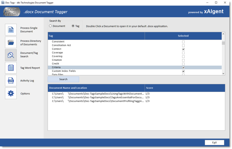 Doc-Tags  -  Search the Doc-Tags database for specific Topic Document Tags