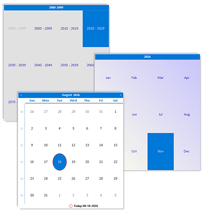 dbicDate - Studio Controls .NET Core - Calendar Presentations and Date Selection
