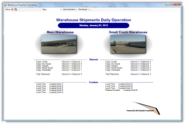 DBi Warehouse Shipments Scheduling Framework - Web Demo Application