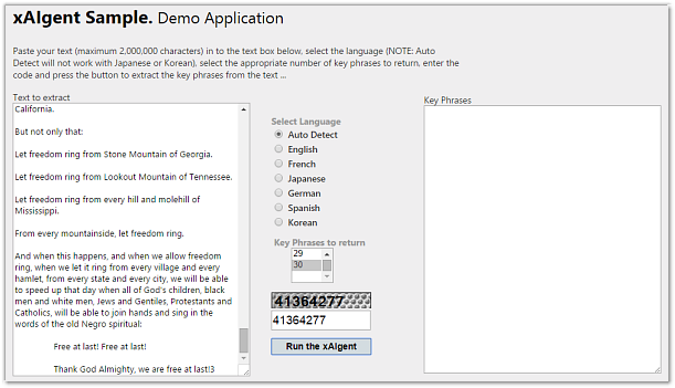 xAIgent RESTful Service Sample - Online Demo - I have a Dream - Martin Luther King Jr.