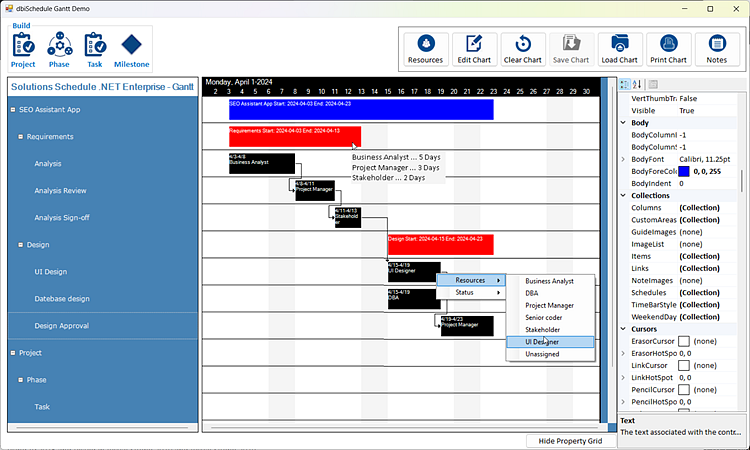 Solutions Schedule .NET v9 - Project Management Gantt
