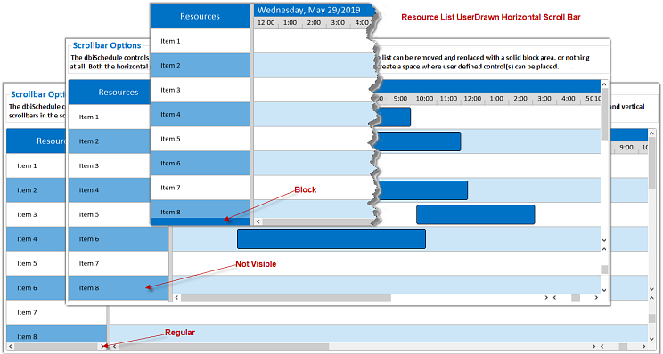 Solutions Schedule .NET - UserDrawn Horizontal Scroll Bars