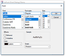 ctxFont - 32 Bit / 64 Bit ActiveX Font Selection Dialogue Control - Studio Controls, by DBi Technologies Inc.l