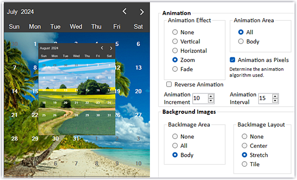 dbiDate v5.0 Calendar Zoom Transition