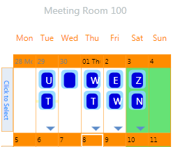 DBI Technologies - Calendar WPF User Drawn Week Summary- Day | Resource View, Month View, Week View