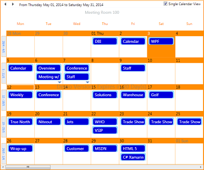 DBI Technologies Inc - DBI Calendar WPF - single Month Calendar View