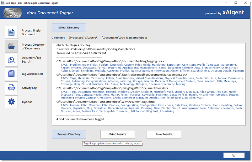 Doc-Tags - Automatically creating content description Tags for a Directory of Documents