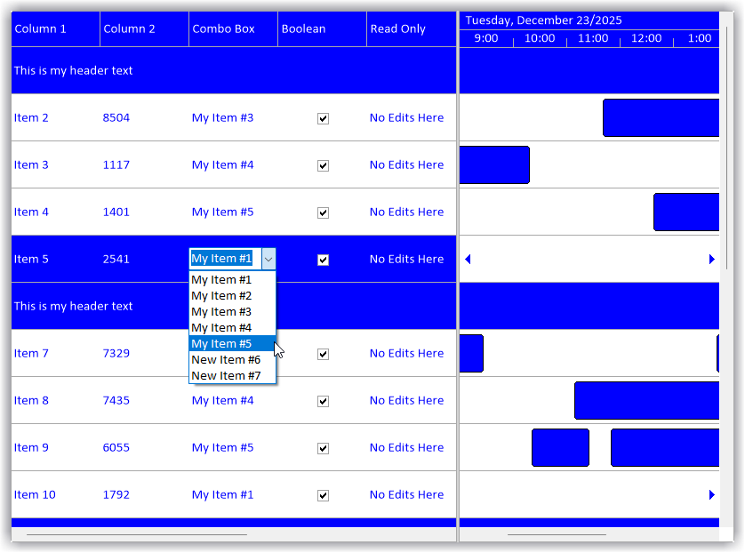 List View TreeView Resource Items  - Solutions Schedule .NET Core
