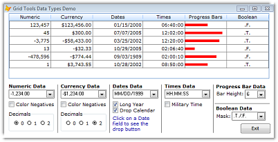 Studio Controls for COM - Grid Data Types Demo