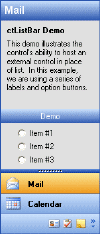 ctListBar - ActiveX  COM Outlook Bar Navigation control - by DBI Technologies Inc. - found in Studio Controls COM