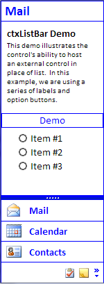 ctListBar - Outlook style Navigation Control - by DBI Technologies Inc - Found in Studio Controls COM