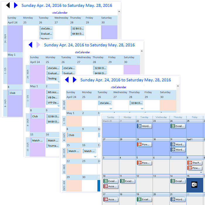 ctxCalendar Month Calendar View, Studio Controls COM 64 - by DBI Technologies Inc.