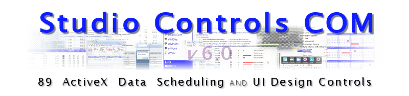 Studio Controls COM - 89 ActiveX Controls for snap-in Scheduling and UI Design application Development - MS Access, VFP, VC++, LabVIEW, Delphi, Progress and more