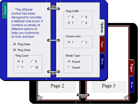 ctSpiral - ActiveX  COM  Spiral Note Book Tab Page Control - by DBI Technologies Inc. - found in Studio Controls COM