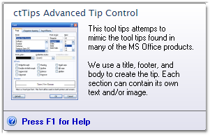 ctTips - ActiveX COM Advance Tool Tip Control - by DBI Technologies Inc. - found in Studio Controls COM