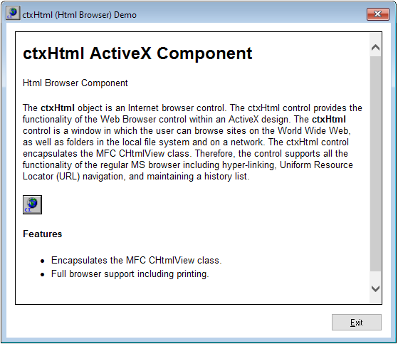 ctxHTML - 32-bit and 64-bit ActiveX Control - Studio Controls COM by DBI Technologies Inc.