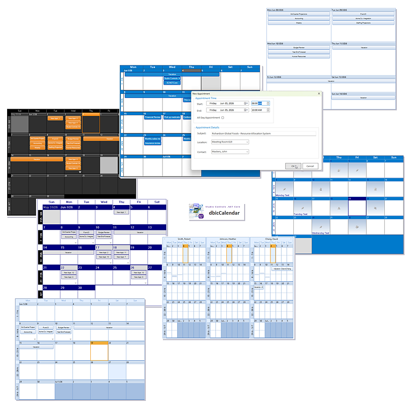dbicCalendar - Studio Controls .NET Core