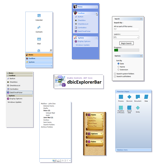 dbicExplorerBar - Studio Controls .NET Core